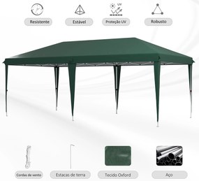 Tenda para Festas 6x3 m Tenda de Jardim com Altura Ajustável em 3 Níve