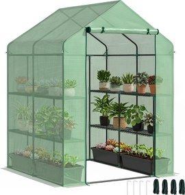 Outsunny Estufa de Jardim Estufa para Plantas com Prateleiras 143x138x190cm Estrutura de Aço Jardinagem Verde | Aosom Portugal