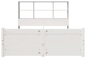 Cama com estante sem colchão 140x200 cm pinho maciço branco