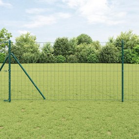 Cerca Euro com 7 Postes 1.2x10 m Aço Galvanizado Verde