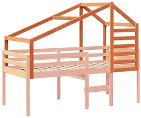 Telhado de cama infantil 198x87x113cm pinho maciço castanho-mel