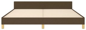 Estrutura de cama sem colchão 180x200 cm tecido castanho-escuro