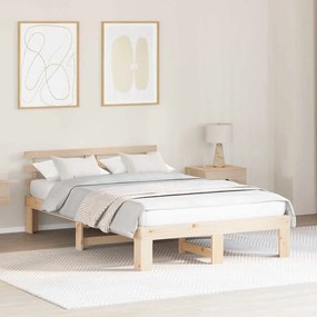 vidaXL Estrutura de Cama de Madeira de Pinho Madeira Natural Madeira Maciça