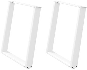 Pés de mesa de jantar em forma de U, 2 peças, branco, 70 x (72-73) cm,