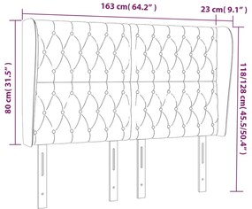 Cabeceira cama c/ abas veludo 163x23x118/128 cm rosa