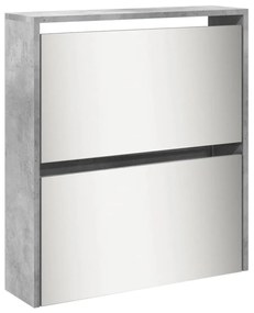 Sapateira c/ espelho 5 divisórias 63x17x169,5 cm cinza cimento