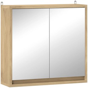 HOMCOM Armário de Casa de Banho com Espelho Móvel Suspenso de Casa de Banho com Prateleira Interior Ajustável 48x14,5x45 cm Madeira