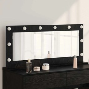 vidaXL Espelho de Vaidade com Luzes LED Carvalho Preto 100x45x18 cm