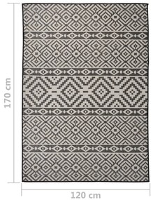 Tapete de tecido plano para exterior 120x170 cm riscas pretas