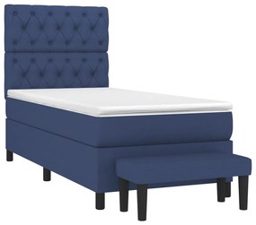 Cama com molas/colchão 80x200 cm tecido azul