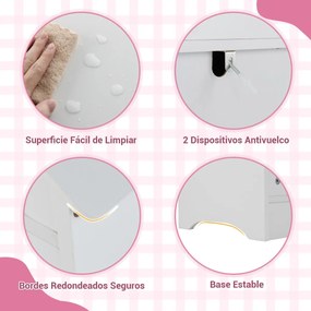 Guarda Roupa infantil 85,5 x 30 x 121 cm com telhado e espelho, com barra para pendurar prateleiras e ganchos, para quarto, sala de jogos, branco