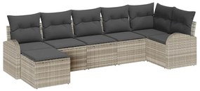 Conjunto de Sofá de Jardim com 7 Peças e Almofadas Cinza Claro em Ratt