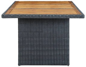 Mesa de jardim vime PE/madeira acácia maciça cinzento-escuro