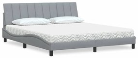 vidaXL Cama com colchão Hanko 180x200 cm tecido cinzento-claro