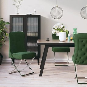 vidaXL Cadeiras jantar 2 pcs 53x52x98cm veludo/aço inox. verde-escuro