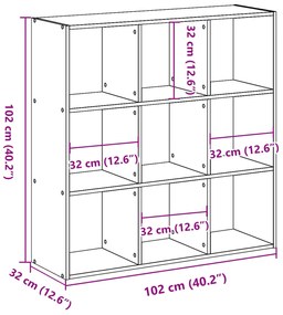 Estante 102x32x102 cm derivados de madeira cinzento cimento