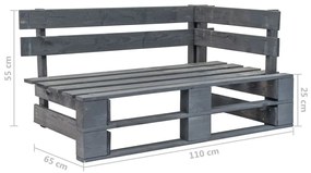 4 pcs conj. lounge paletes c/ almofadões pinho impregnado cinza