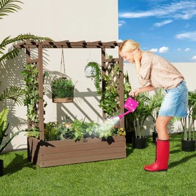 Floreira elevada com treliça para plantas em arco Furos de drenagem 100 x 44 x 113,5 cm castanha