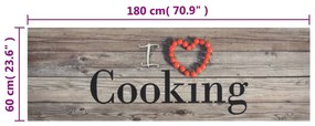 Tapete de cozinha lavável 60x180 cm veludo padrão cooking cinza