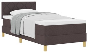 Cama Box Spring com colchão Castanho Escuro 90x200 cm Tecido