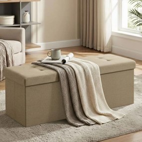 Banco com espaço de arrumação 38 x 110 x 38 cm castanho-camelo