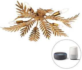 LED Candeeiro de teto inteligente vintage dourado 70 cm incl. 5 WiFi B35 - Botanica Retro,Rústico