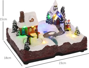 Aldeia de Natal Cena Natalícia com Luzes LED Música e Patinadores Gira