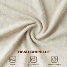 Poltrona de sala com apoio para os pés, sofá de 1 lugar em chenille, assento largo, estofamento de dupla camada, 85x128x86 cm, creme