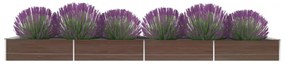 Canteiro elevado de jardim aço galvanizado 600x80x45cm castanho