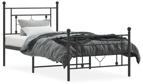 Estrutura de cama com cabeceira e pés 90x190 cm metal preto