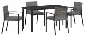 Conjunto de Jantar de Jardim 5 Peças Cinza Rattan PE