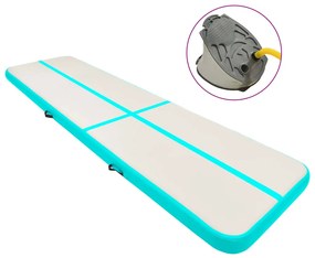 Colchão de ginástica insuflável c/ bomba 800x100x15cm PVC verde