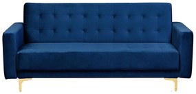 Sofá reclinável de 3 lugares em veludo azul escuro ABERDEEN Beliani