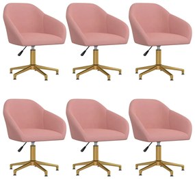 vidaXL Cadeiras de jantar giratórias 6 pcs veludo rosa