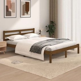 vidaXL Estrutura de cama pequena casal 120x190cm pinho maciço castanho