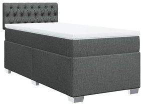 Cama com molas/colchão 90x190 cm tecido cinza-escuro