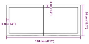 Tampo de mesa 120x50x(2-6) cm carvalho tratado castanho-claro