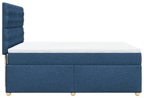 Cama com molas/colchão 160x200 cm tecido azul
