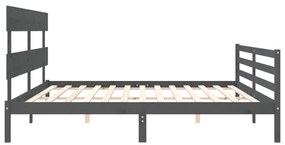 Estrutura de cama com cabeceira 200x200 cm madeira maciça cinza