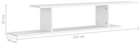 Prateleira TV parede 125x18x23 cm derivados de madeira branco