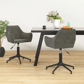 vidaXL Cadeiras de jantar giratórias 2 pcs veludo cinzento-escuro