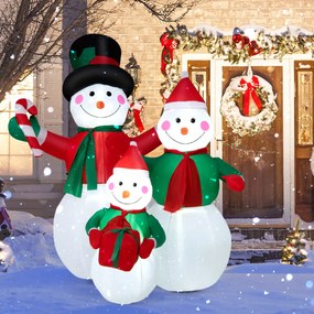 Família de Bonecos de Neve Insufláveis Decoração de Natal com Luzes LED Molas e Sacos de Areia Interior e Exterior