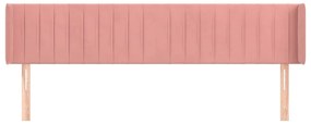 Cabeceira de cama c/ abas veludo 183x16x78/88 cm rosa