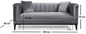 Sofá de 2 Lugares Trendy – Cinzento Escuro – 190 cm x 79 cm x 89 cm
