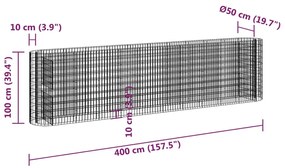 Canteiro elevado/cesto gabião 400x50x100 cm ferro galvanizado