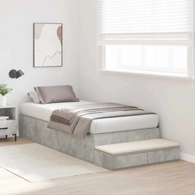 Cama de Armazenamento Cinza Concreto 90x200 cm