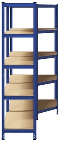 Estante canto 5 prateleiras 2 pcs derivados de madeira/aço azul