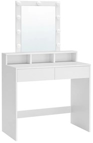 Penteadeira com espelho e iluminação integrada, estilo moderno | VASAGLE | 80 x 40 x 145 cm | branco | RDT114W01.