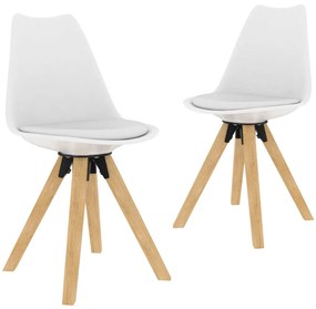 vidaXL Cadeiras de jantar 2 pcs PP e madeira de faia maciça branco