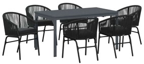Conjunto de Jantar para o Jardim Manual 7 pcs Preto Grande